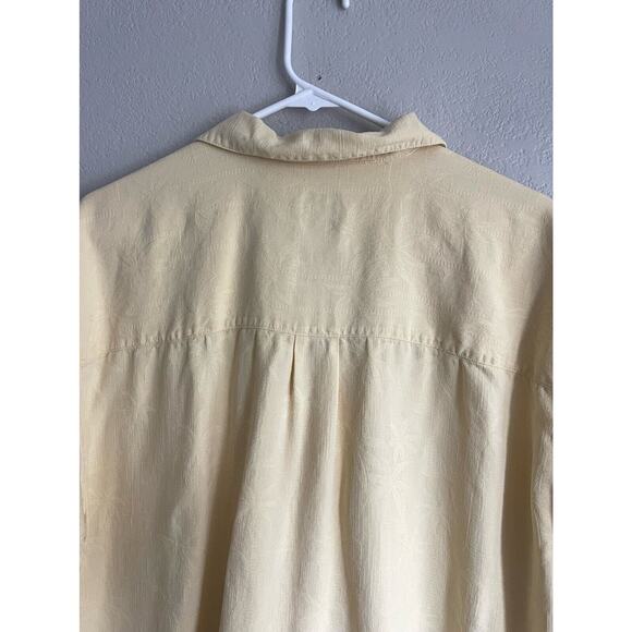 Jos. A. Bank Mens Hawaiian Shirt Yellow Palm Tree Short Sleeve 100% Silk L - Picture 6 of 10